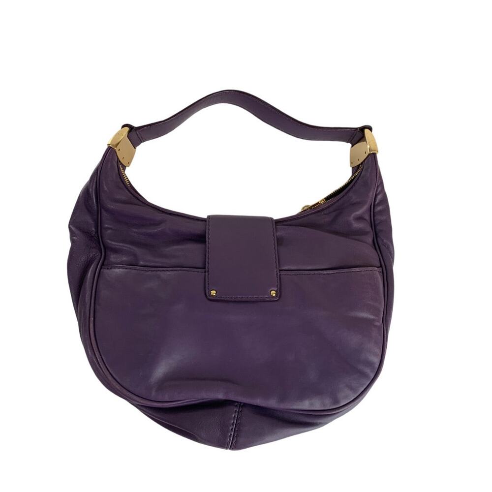 Michael Kors Morgen Purple Leather Hobo Bag Goldtone Hardware Buckle B-1006 - Picture 5 of 12
